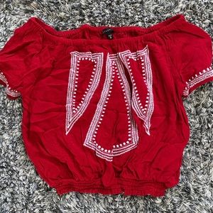 Red off the shoulder crop top (XS)